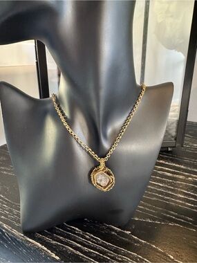 Gold-Tone Chain Necklace with Gemstone Pendant - Women Jewelry